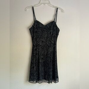 Vintage Juniors Little Black Dress/Sequin Sparkle  Overlay W/Sheer Crop Jacket